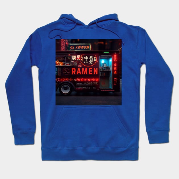 Cyberpunk Tokyo Ramen Food Truck Hoodie by Grassroots Green